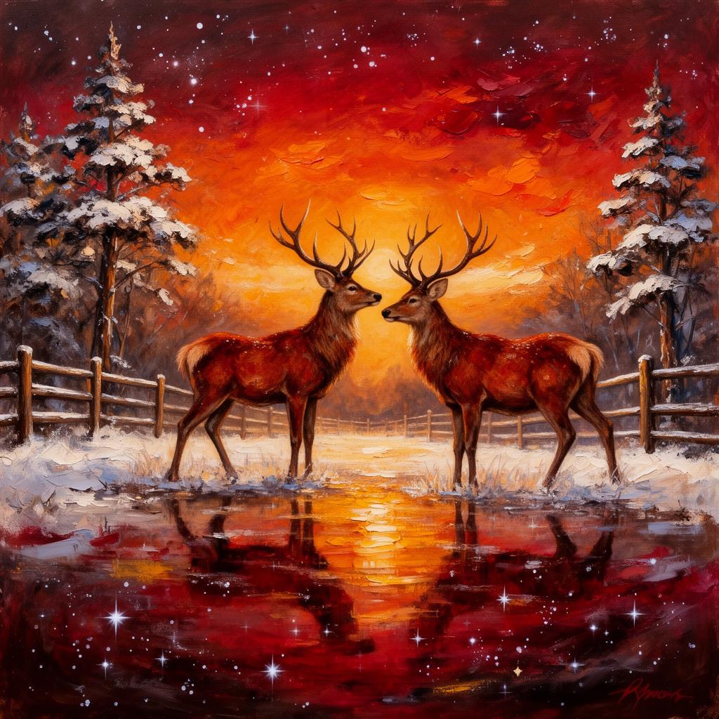 Red Deer by Contemporary Master
